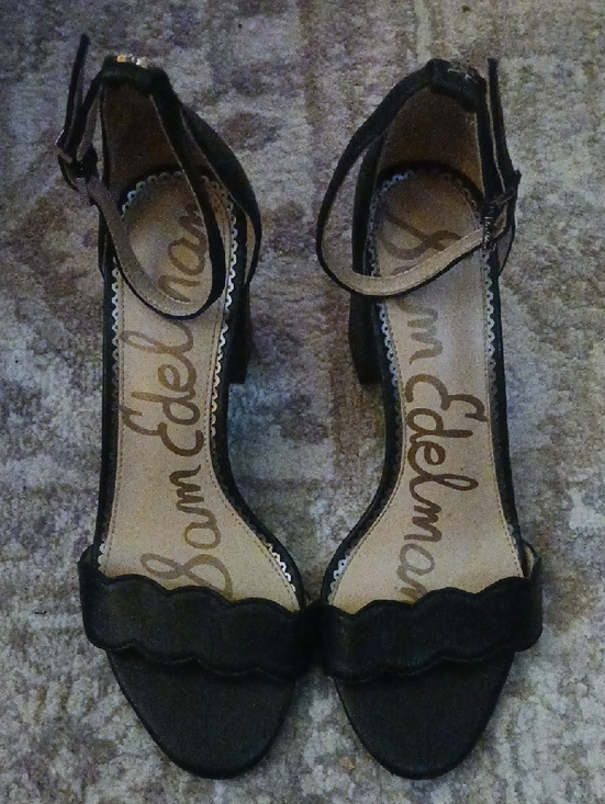 Sam Edelman Shoes - Sam Edelman Black Scalloped Ankle-Strap Sandals